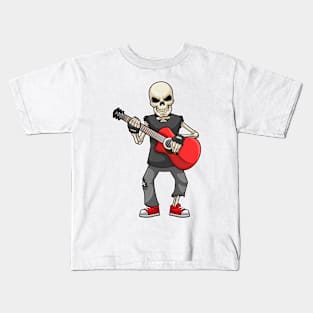 Skeleton at Music with Guitar Kids T-Shirt